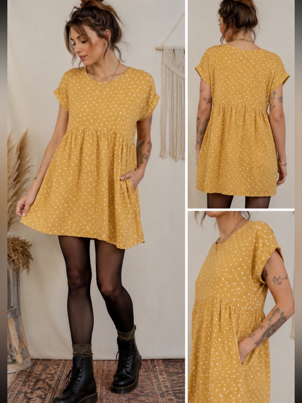 UpWest Organic Cotton thick soft lagenlook Babydoll Top Daisy Print Size M